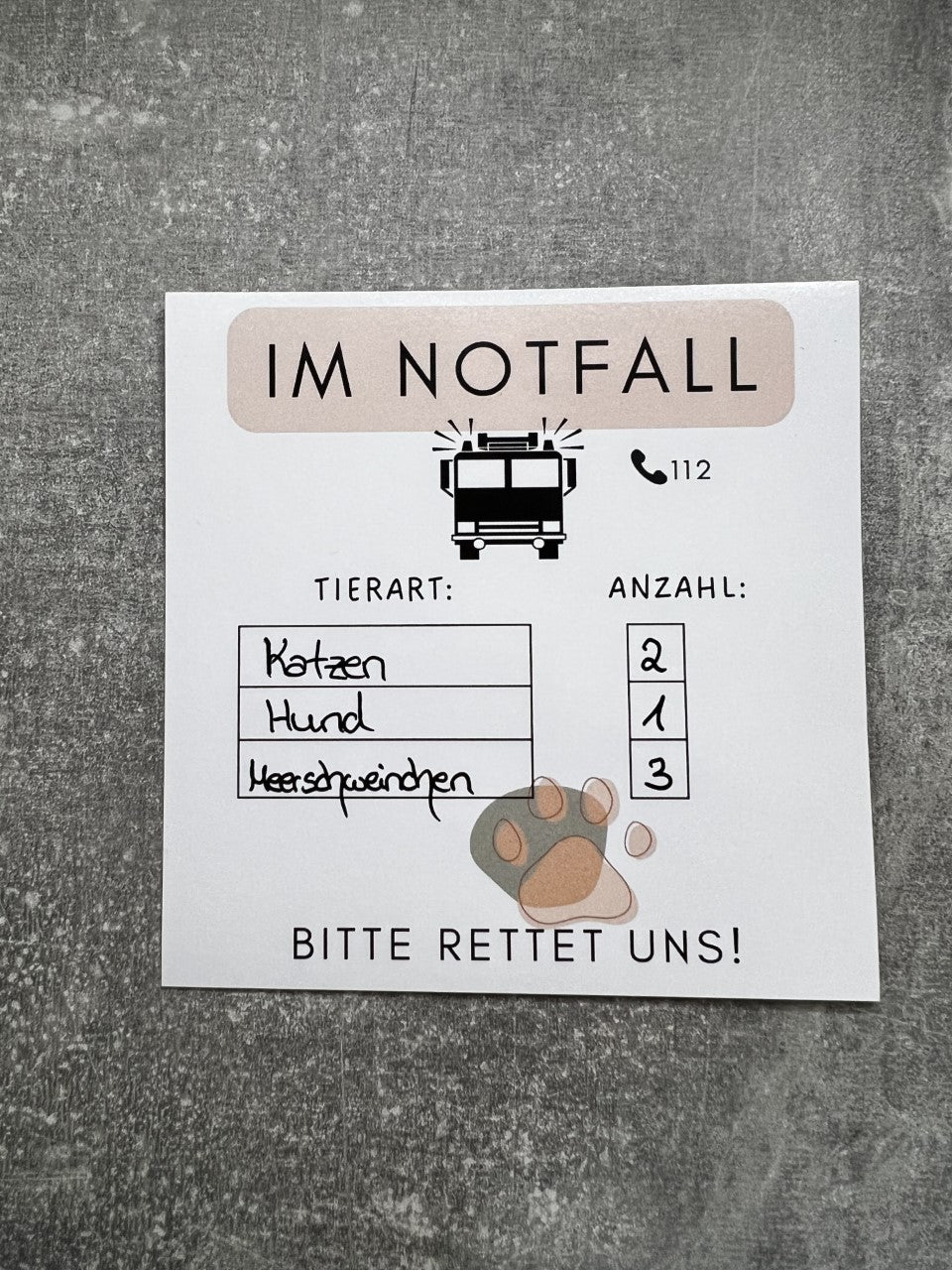 2er Set Notfall Aufkleber Haustiere